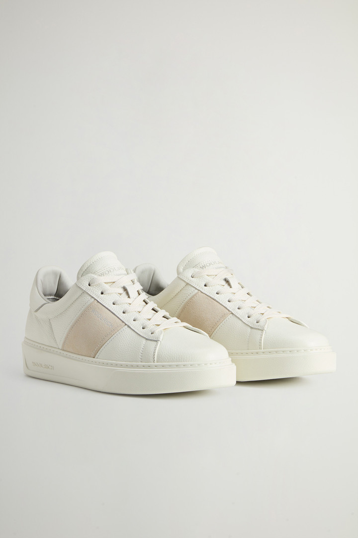 Classic Court Sneakers in Tumbled Leather with Suede Band Beige photo 2 | Woolrich