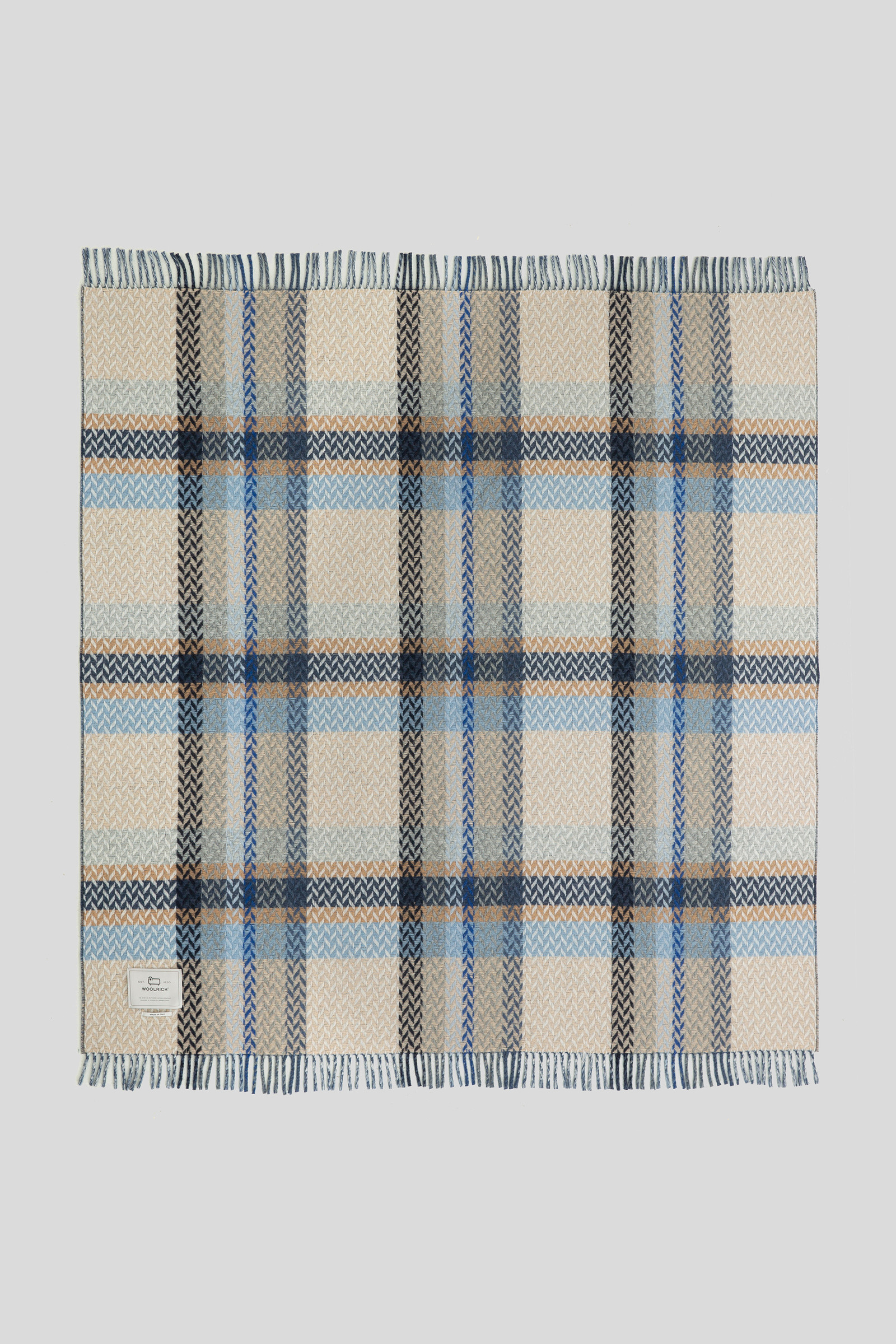 unisex Jacquard Check Blanket in a Wool Blend Blue | Woolrich USA