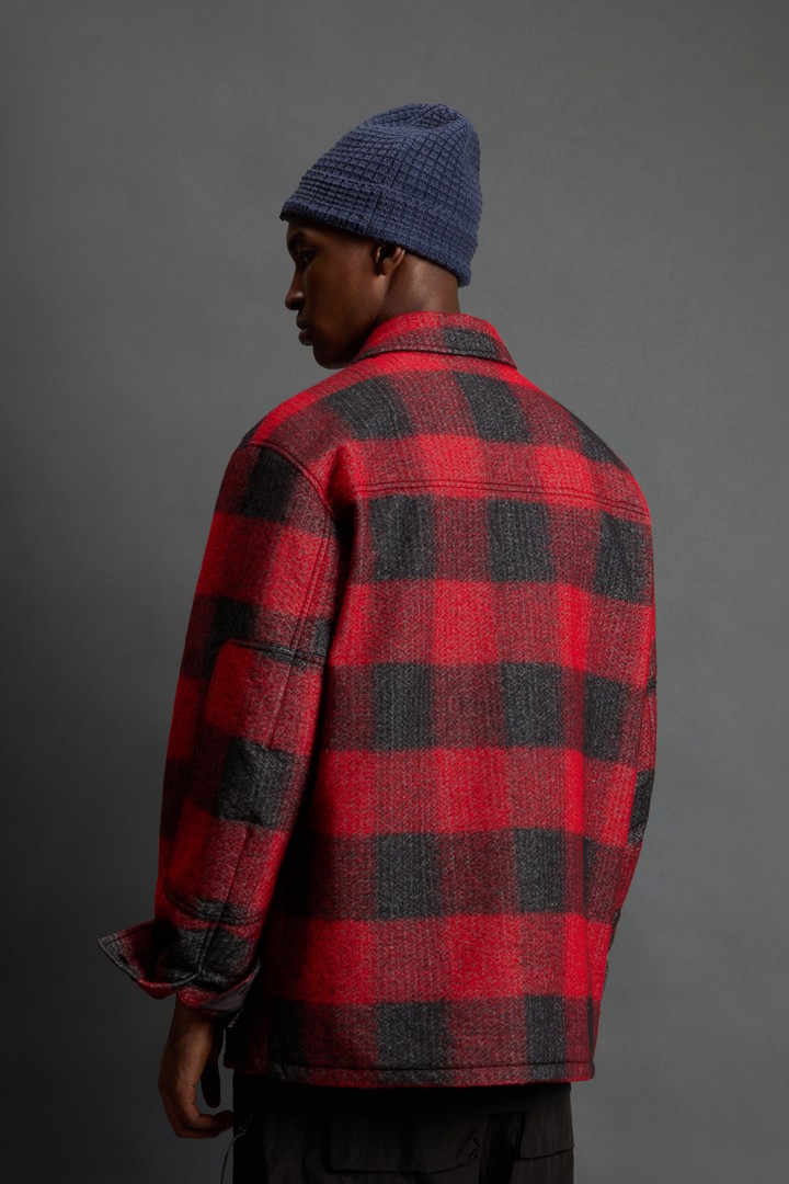 Overshirt in Italian Wool Blend with Checked Pattern by Todd Snyder Red photo 3 | Woolrich