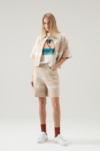 Garment-Dyed Overshirt in Stretch Cotton Twill Beige | Woolrich