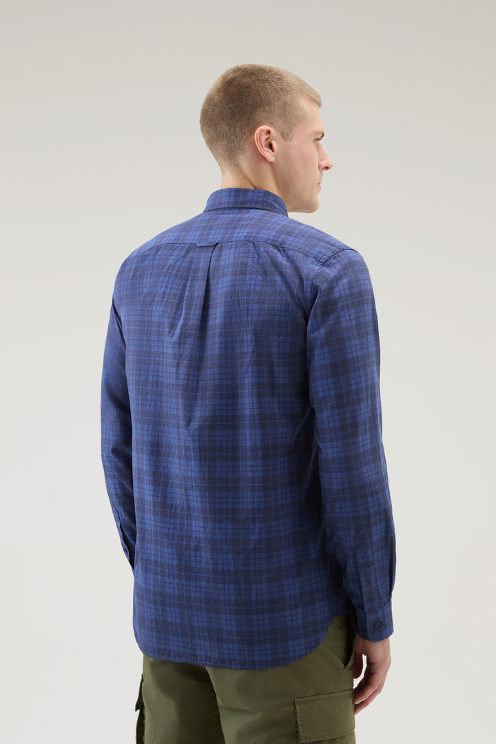 Chemise à carreaux en pur coton avec poche poitrine Bleu photo 3 | Woolrich