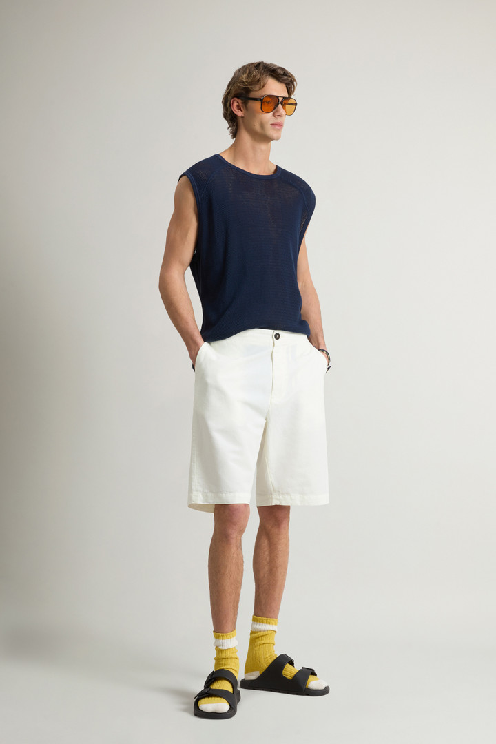 Garment-Dyed Cotton- and Linen-Blend Shorts White photo 1 | Woolrich