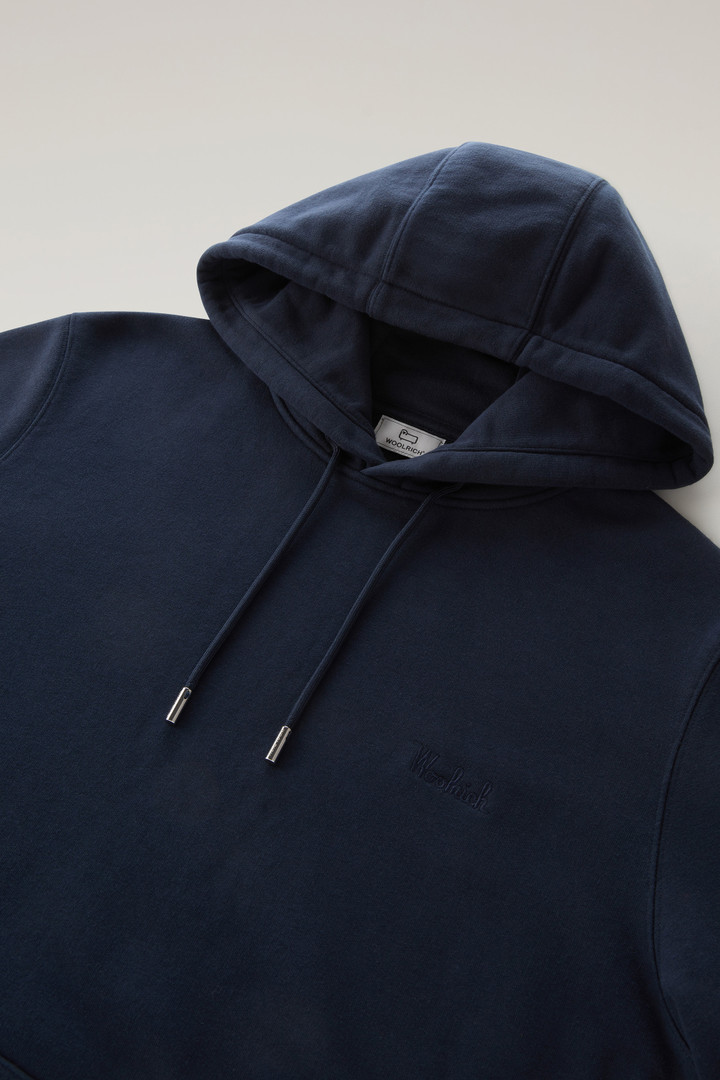 Hoodie in Cotton Fleece with Embroidered Logo Blue photo 6 | Woolrich