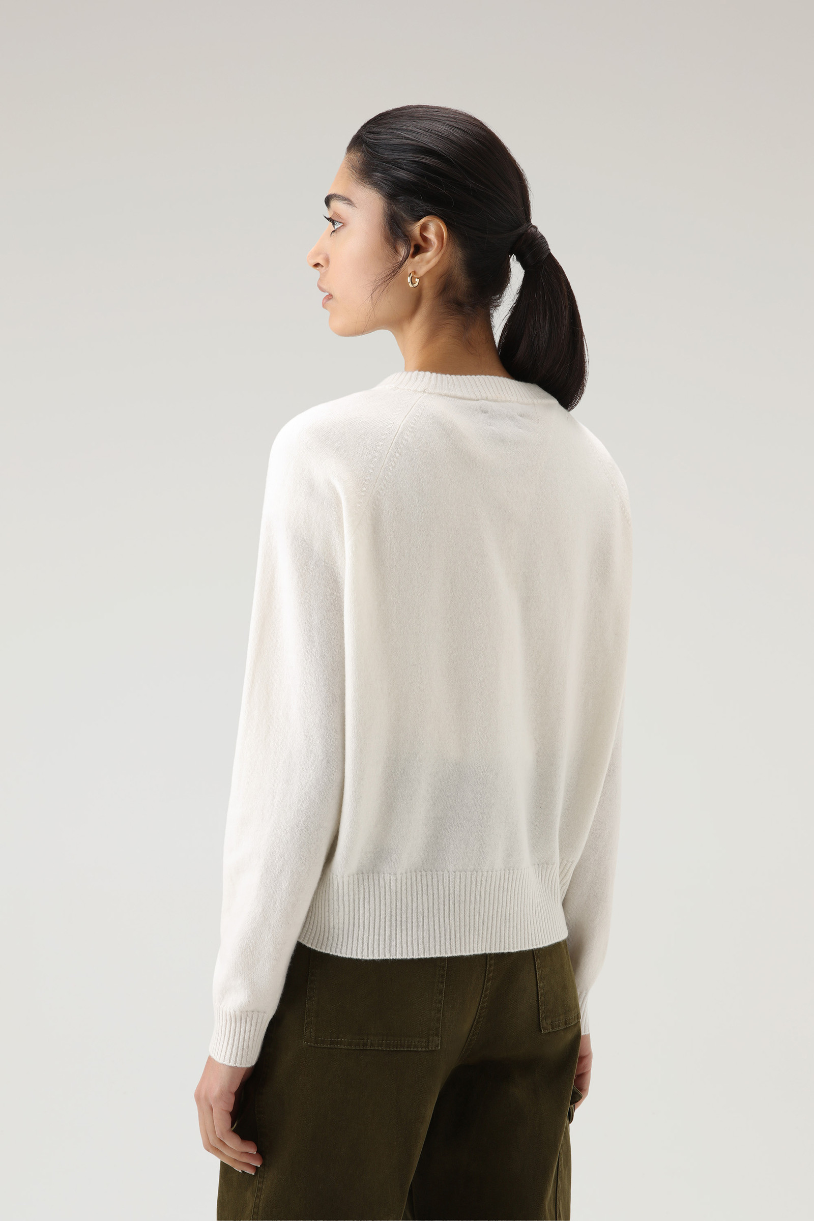Cashmere and Wool Blend Crewneck Sweater White photo 3 | Woolrich