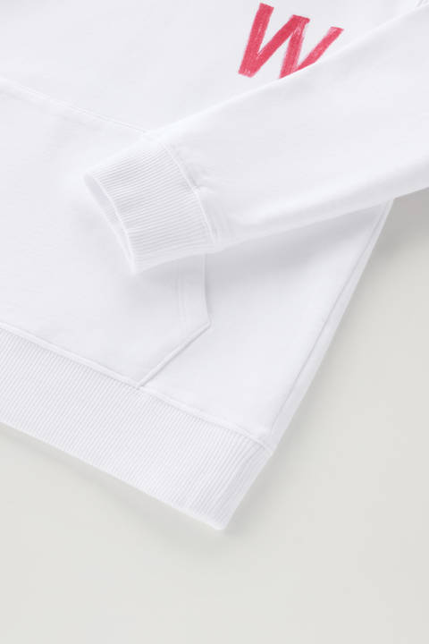 Sweat-shirt à capuche pour garçon en pur coton Blanc photo 2 | Woolrich