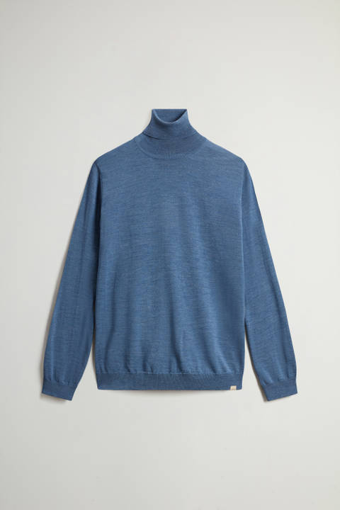 Rollkragen-Pullover aus reiner Merino-Schurwolle Blau photo 2 | Woolrich