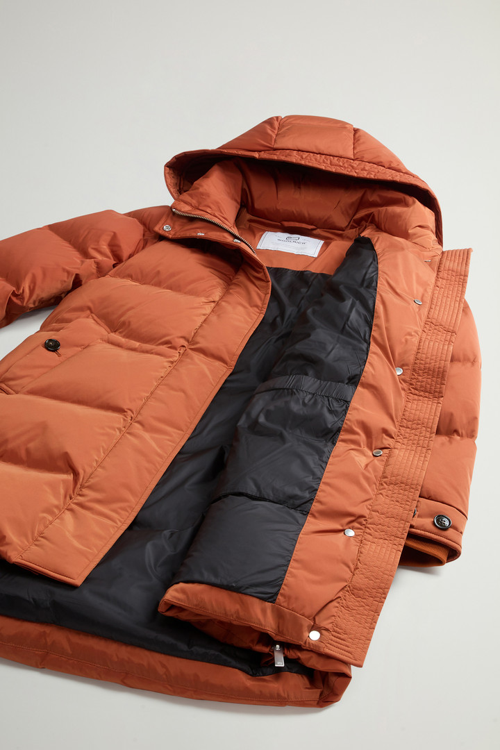 Hooded Alsea Down Jacket in Stretch Nylon Brown photo 11 | Woolrich