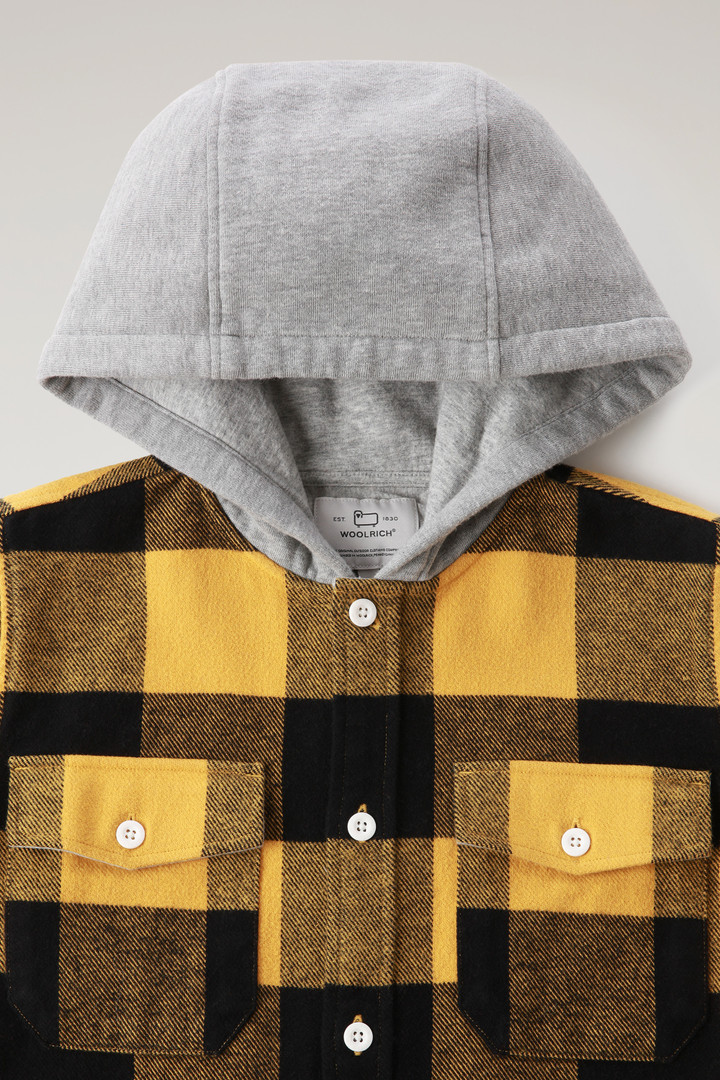 Boys' Hooded Buffalo Check Overshirt Yellow photo 3 | Woolrich