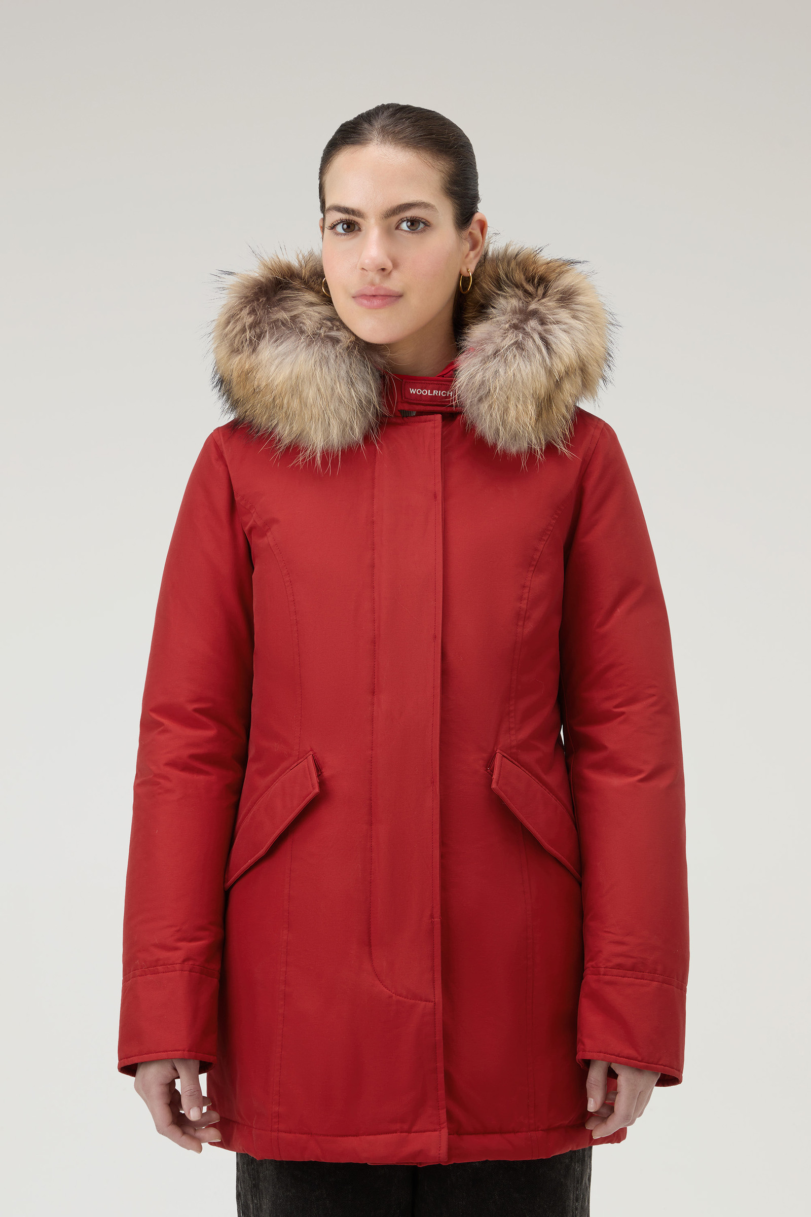 Women's Arctic Parka in Ramar Cloth with Detachable Fur Trim Red ...