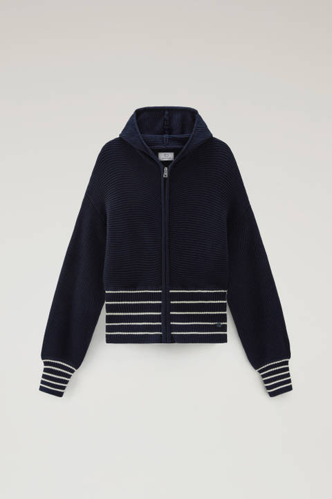 Pure Cotton Sweater with Hood and Zip Blue photo 2 | Woolrich