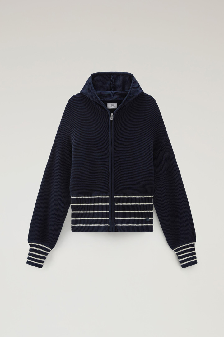 Sweater aus reiner Baumwolle mit Kapuze und Reißverschluss Blau photo 5 | Woolrich