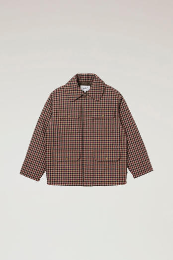 Button Check Coat in Recycled Wool Tweed Beige photo 1 | Woolrich