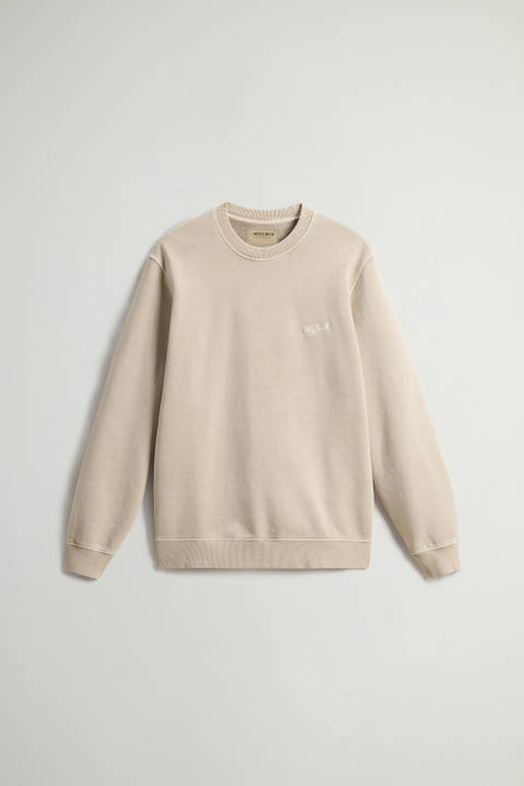Garment-Dyed Crewneck Sweatshirt in Pure Cotton with Embroidered Logo Beige photo 2 | Woolrich