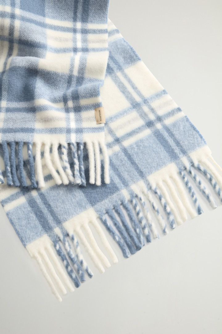 Scarf in Pure Wool with Checked Pattern Blue photo 3 | Woolrich