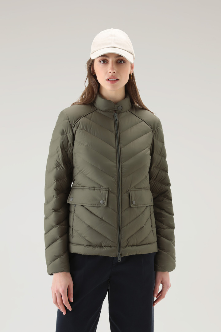 Short Padded Jacket with Chevron Quilting Green photo 1 | Woolrich