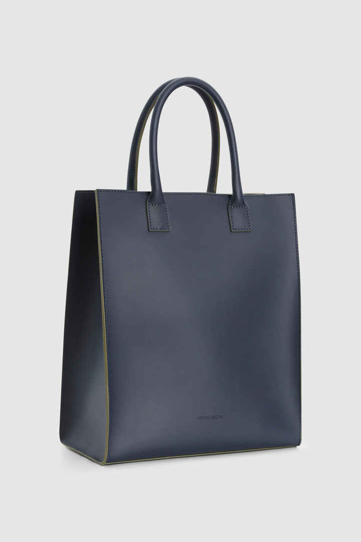 Sac fourre-tout en cuir bleu photo 2 | Woolrich