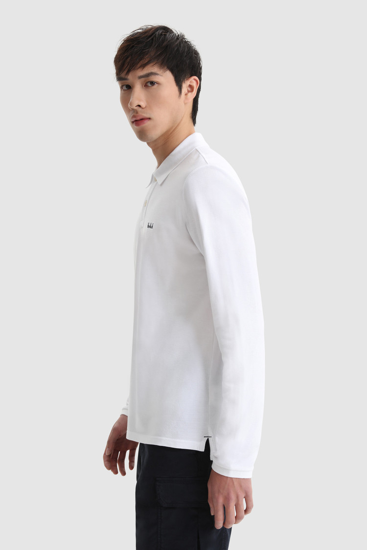 Pure cotton long-sleeve polo