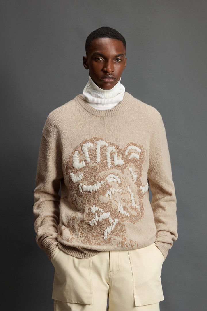 Pullover mit Rundhalsausschnitt aus Wollmischung mit Jacquardmuster by Todd Snyder Beige photo 2 | Woolrich