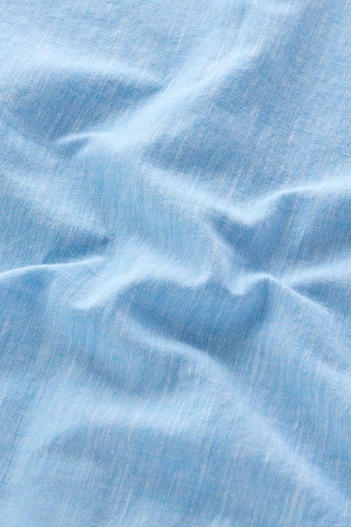 Girls' Band Collar Shirt in Cotton-Linen Blend Blue photo 5 | Woolrich