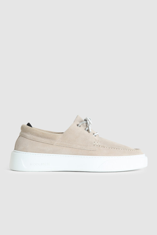 Chaussures bateau en daim beige | Woolrich
