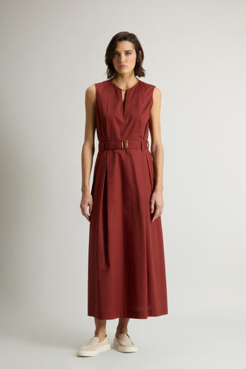 Sleeveless Dress in Pure Cotton Poplin Red | Woolrich
