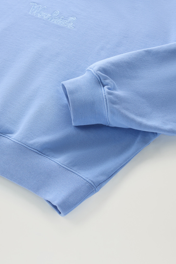Sweat-shirt à col rond en pur coton avec logo brodé Bleu photo 7 | Woolrich