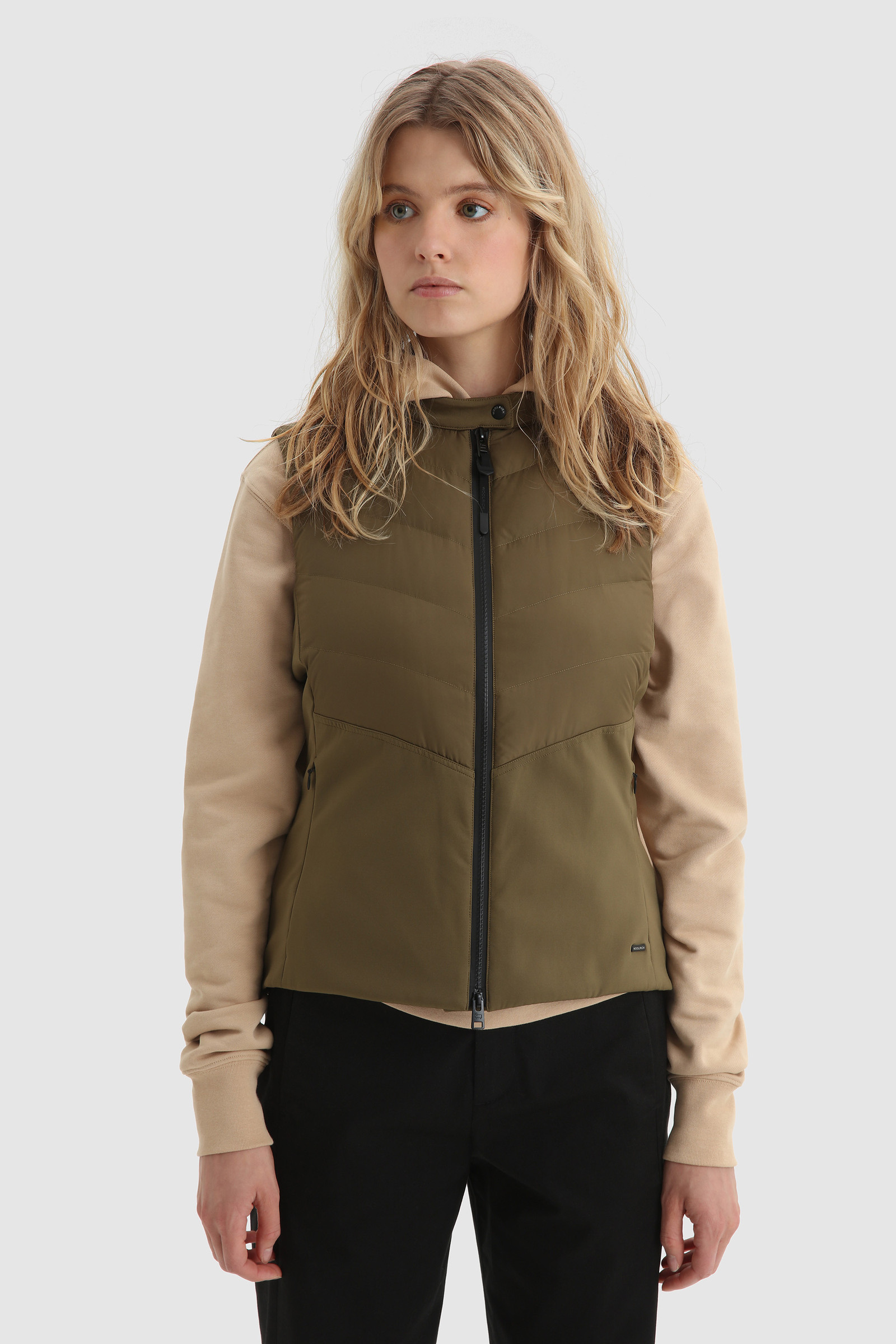 Chaleco Juniata con acolchado chevrón verde | Woolrich