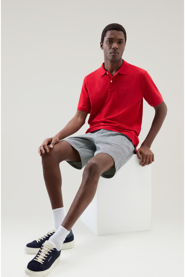Piquet Polo Shirt in Pure Cotton Red photo 4 | Woolrich