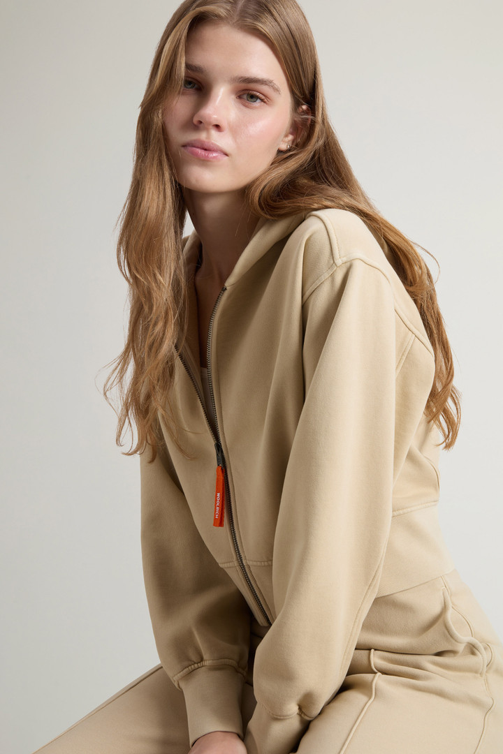 Felpa crop con cappuccio da ragazza in puro cotone tinta in capo Beige photo 4 | Woolrich