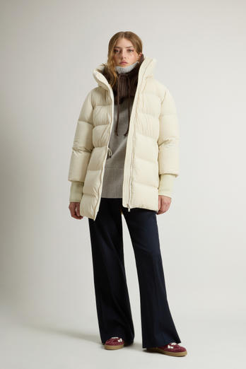 Cloud Down Jacket in Stretch Nylon with Matte Finish White | Woolrich