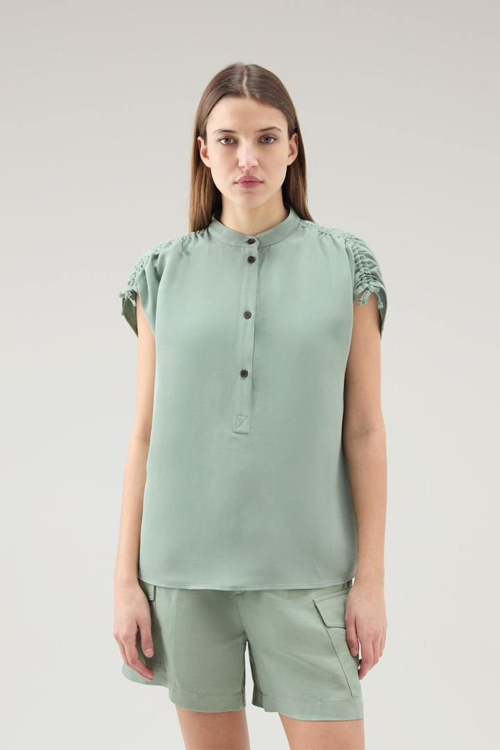 Woolrich Women Blouse in Linen Blend Green Size S