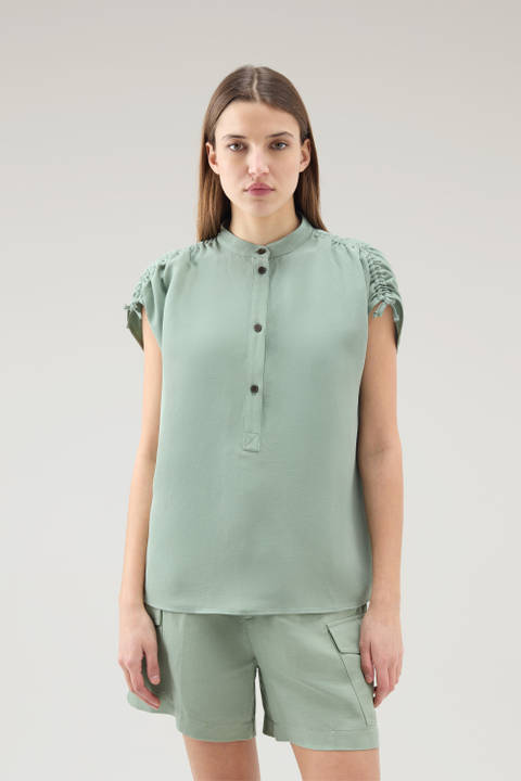 Blusa de mezcla de lino Verde | Woolrich