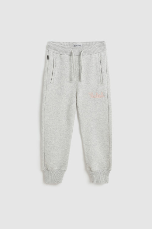 Pantaloni sportivi da bambina in cotone felpato grigio | Woolrich