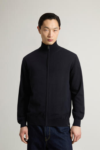 Cárdigan de cuello alto de puro algodón Azul | Woolrich