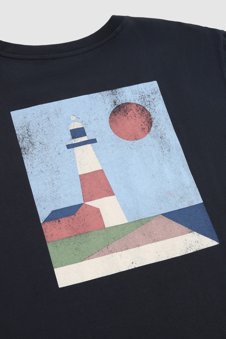 Organic Cotton T-Shirt with Back Print Blue photo 6 | Woolrich