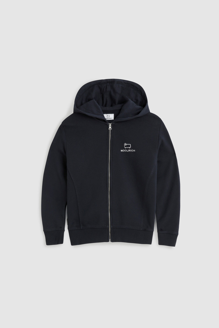 Boy's Hoodie with Embroidered Logo Blue | Woolrich