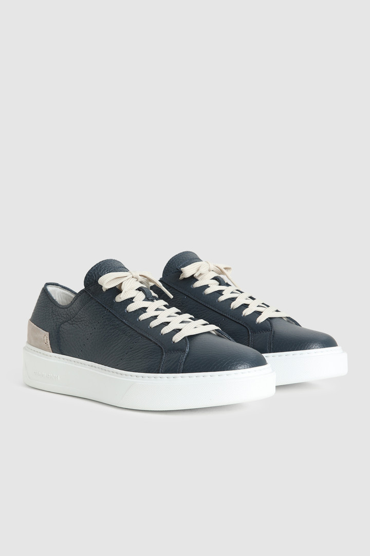Classic Court sneakers in tumbled leather Blue photo 2 | Woolrich