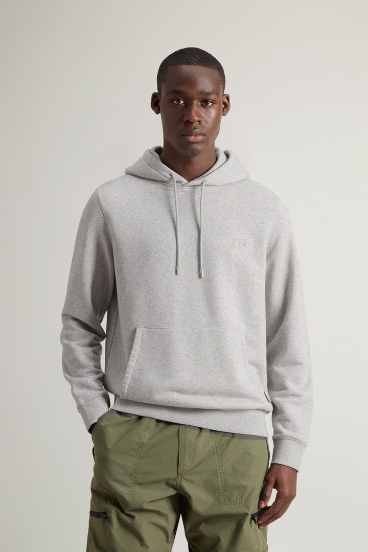 Hoodie in Cotton Fleece with Embroidered Logo Gray photo 1 | Woolrich