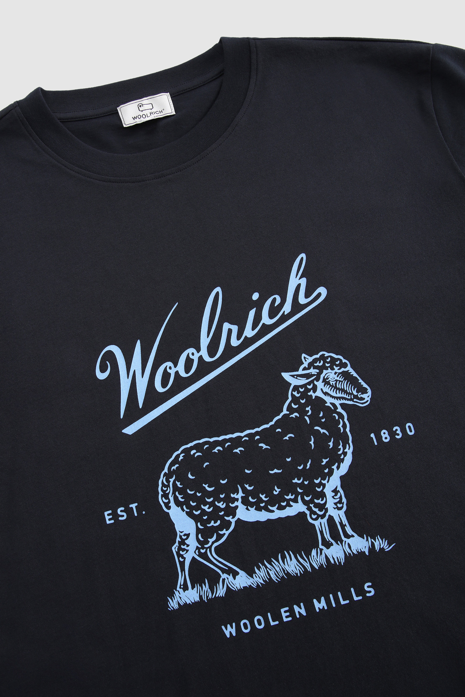 T-shirt en coton bio avec logo sur la poitrine bleu photo 5 | Woolrich