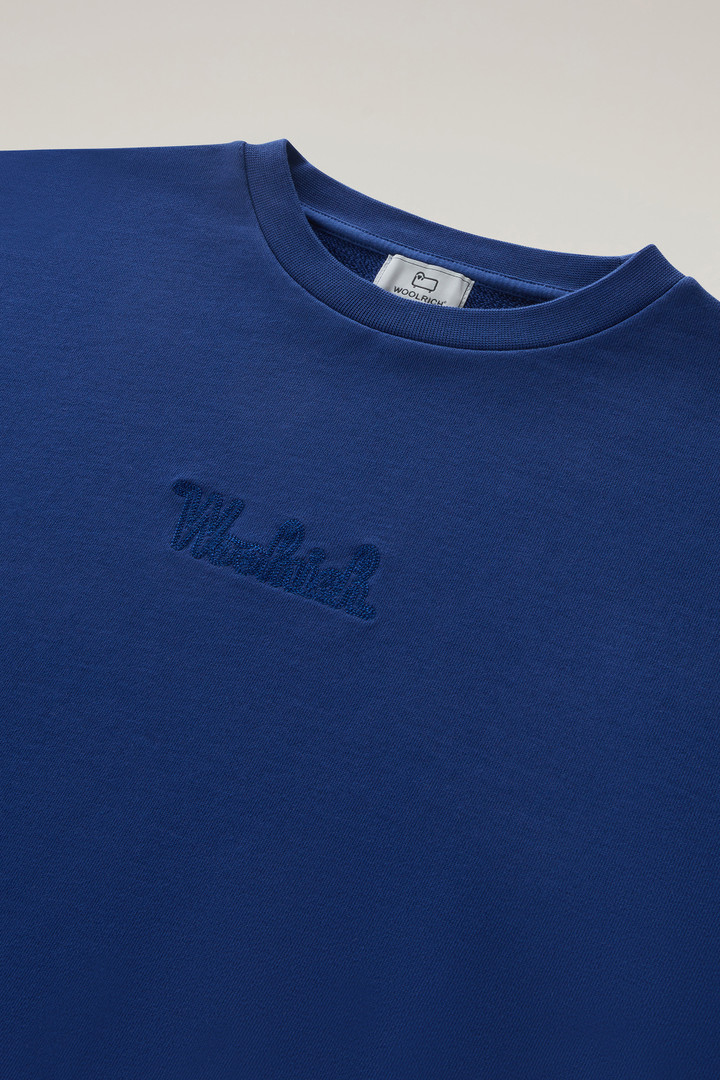 Crewneck Pure Cotton Sweatshirt with Embroidered Logo Blue photo 6 | Woolrich