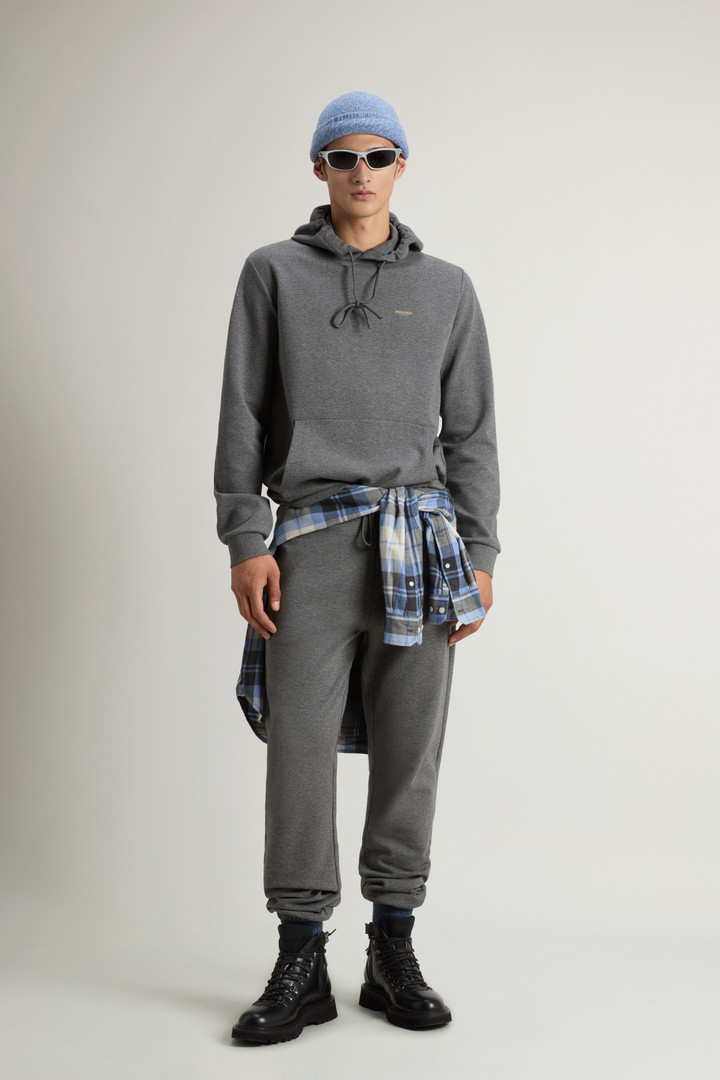 Hooded Sweatshirt in Cotton-Blend Interlock Gray photo 2 | Woolrich