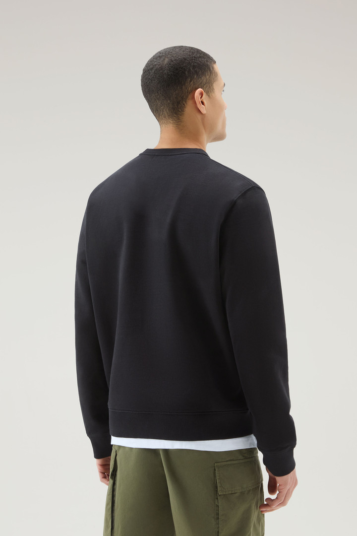 Pure Cotton Crewneck Sweatshirt with Embossed Print Black photo 3 | Woolrich