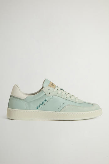 Swing Court Leather Sneakers with Suede Details Green | Woolrich