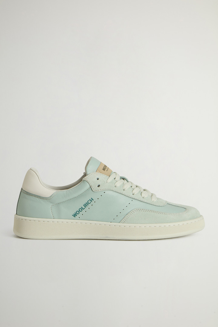 Swing Court Leather Sneakers with Suede Details Green photo 1 | Woolrich