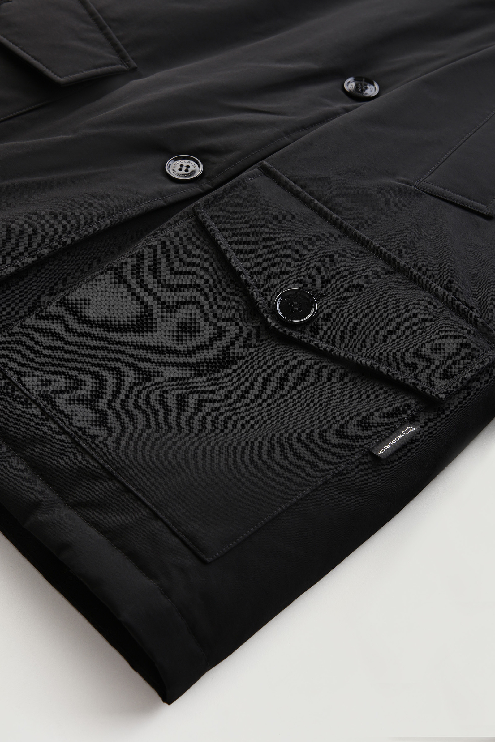 Arctic Parka in Ramar Cloth with Four Pockets and Detachable Fur Trim Black photo 8 | Woolrich