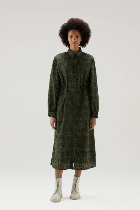 Shirt Dress in Ripstop Crinkle Nylon with Camo Print Green | Woolrich