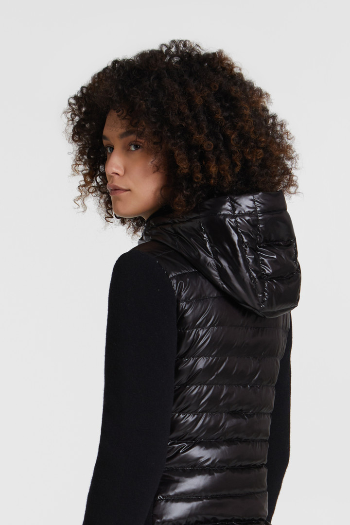 Gewatteerde hoody met capuchon en vossenbont
