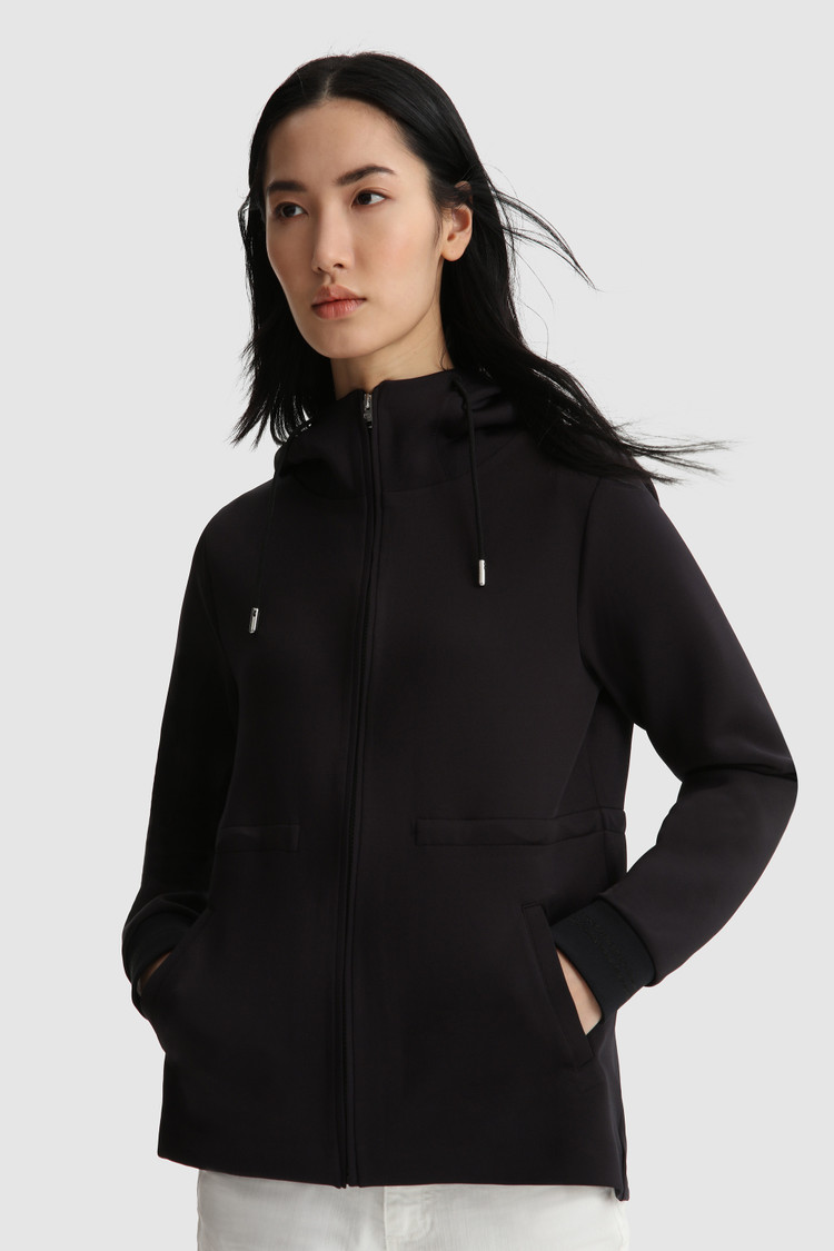 Sweat à capuche zippé en coton stretch