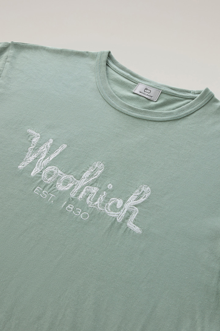 Pure Cotton Embroidered T-Shirt Green photo 6 | Woolrich