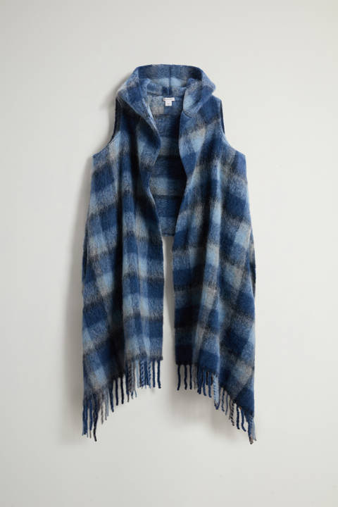 Sciarpa a mantella con cappuccio in alpaca, mohair e lana vergine Blu | Woolrich